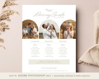 Photography Pricing Guide Template, Family Photography Pricing Guide Template, Pricing Template for Photographers, Photography Price List