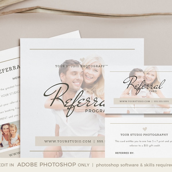 Photography Referral Card Template - Photography Referral Card, Referral Program, Instant Download, Photoshop Template