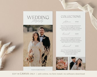 Wedding Photography Marketing Card Template, Canva Rack Card (Instant Download)