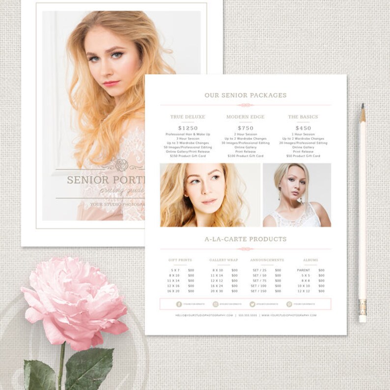 Photo Price List Senior Photography Pricing Template Senior | Etsy