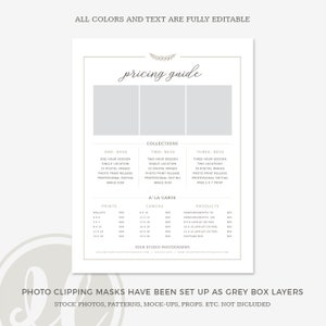 Photography Price List Template, INSTANT DOWNLOAD, Photographer Pricing Guide, Pricing Template image 2