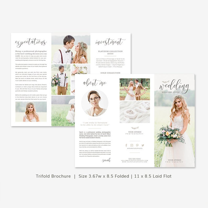 Wedding Photography Marketing Set, Photographer Branding Templates, Wedding Photographer Branding Package, Pricing Guide, Trifold Brochure image 6