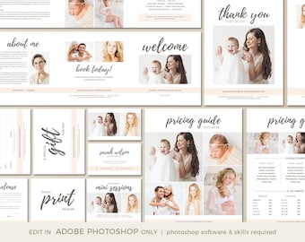 Photography Branding Kit, Marketing Set, Photoshop Template (Instant Download)
