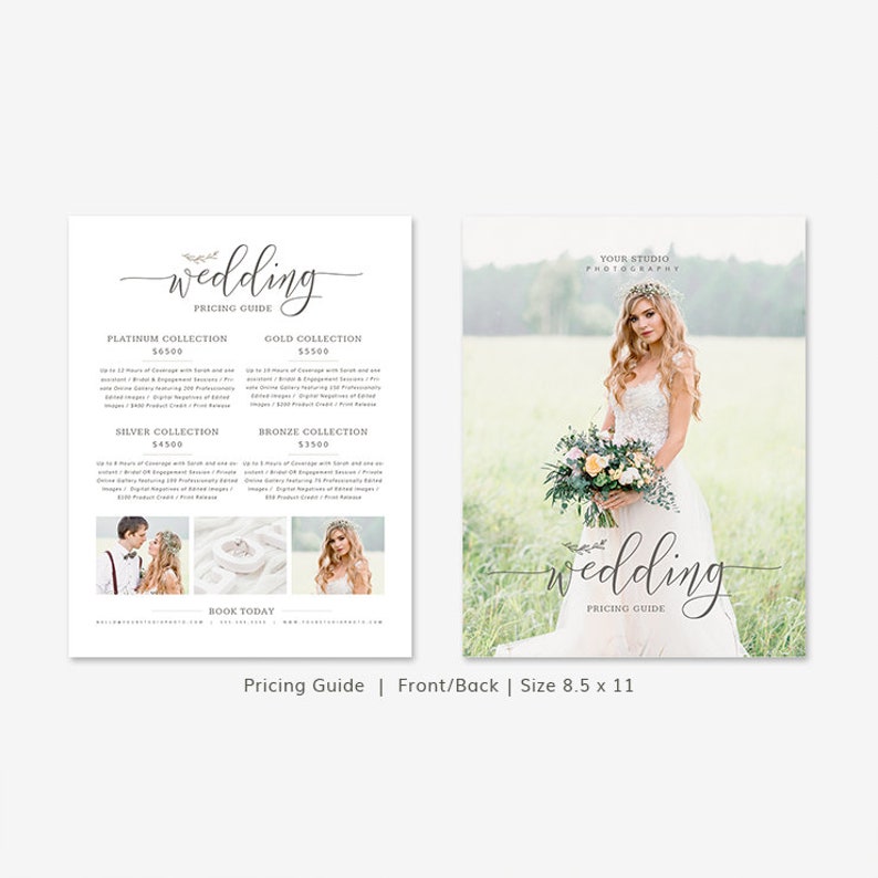 Wedding Photography Marketing Set, Photographer Branding Templates, Wedding Photographer Branding Package, Pricing Guide, Trifold Brochure image 3