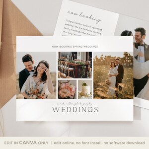 Folheto de marketing de fotografia de casamento, modelo de marketing de fotografia de casamento Boho para CANVA, cartão promocional de fotografia, modelo CANVA