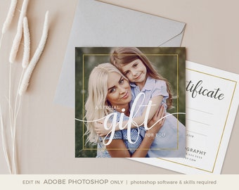 Photography Gift Certificate Template, Photography Gift Certificate, Photography Gift Card Template, INSTANT DOWNLOAD, Photoshop Template