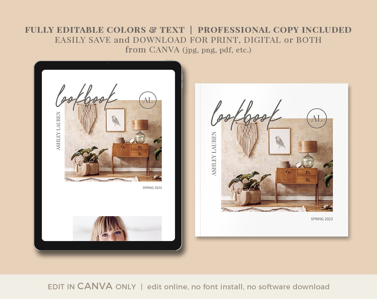 Interior Design Lookbook Template: Editable Canva Catalog (8x8" Square ...
