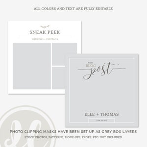 Wedding Photography Instagram Templates, Social Media Templates for Photographers, INSTANT DOWNLOAD, Photo Marketing Templates image 2
