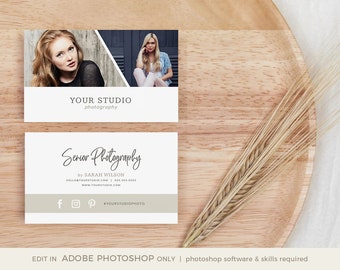 Senior Photography Business Card, Senior Photographer Business Card, INSTANT DOWNLOAD, Photoshop Template for Photographers