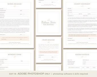 Photography Form Template Set - Photography Form Set, Photography Contract, Client Booking Form, Print Release, Photography Invoice