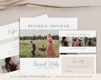 Photography Referral Card Template, INSTANT DOWNLOAD, Photographer Referral Program, Tell A Friend