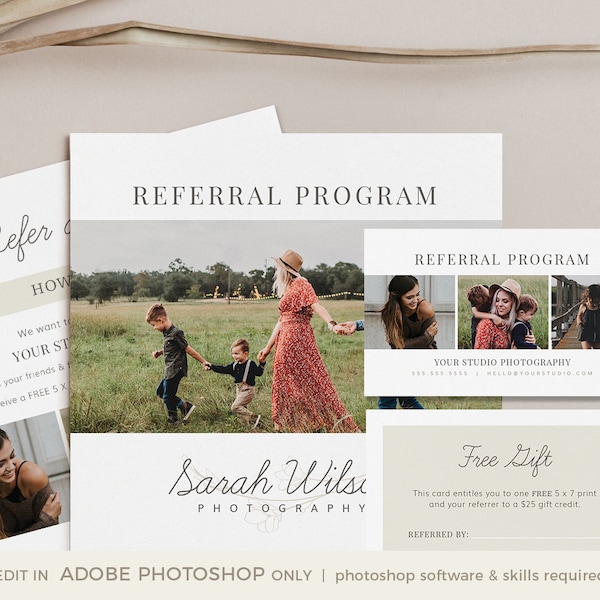 Photography Referral Card Template, INSTANT DOWNLOAD, Photographer Referral Program, Tell A Friend