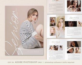 Senior Magazine, Senior Photography Magazine Template, Senior Welcome Guide, INSTANT DOWNLOAD, Photoshop Template