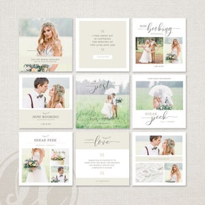 Wedding Photography Instagram Templates, Social Media Templates for Photographers, INSTANT DOWNLOAD, Photo Marketing Templates image 5