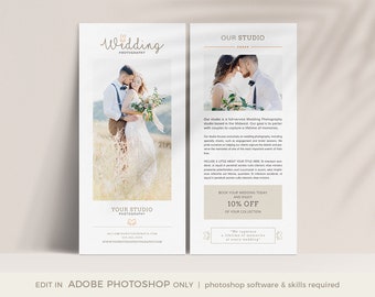 Rack Card Template, Wedding Photography Marketing Card Template, 4x8 Rack Card, Wedding Promo Card, Wedding Photography Pricing Guide