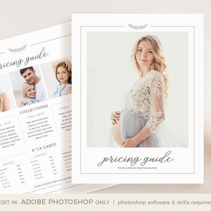 Photography Price List Template, INSTANT DOWNLOAD, Photographer Pricing Guide, Pricing Template image 1