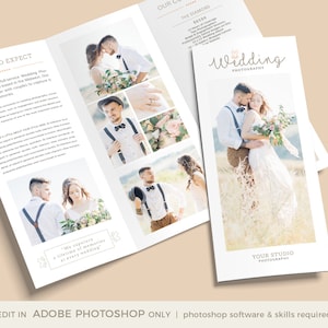 Wedding Photography Trifold Brochure, Client Welcome Guide, Wedding Photography Pricing Template, Wedding Price List, INSTANT DOWNLOAD