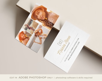 Photography Business Card - Camera Photography Business Card Template, DIY Template Instant Download, Photoshop Template for Photographers