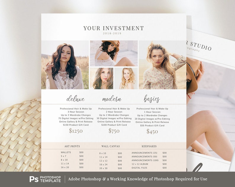 Senior Photography Pricing Guide, Senior Photography Pricing Template, Senior Photographer Price Sheet, Price Guide List, Photo Price List image 3