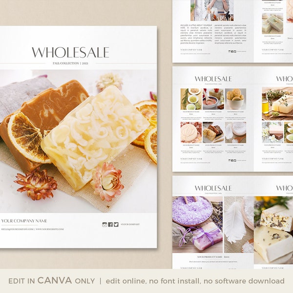 Minimalist CANVA Wholesale Catalog Template, Boho Wholesale Product Catalog, Editable Catalog, Line Sheet Template, INSTANT DOWNLOAD