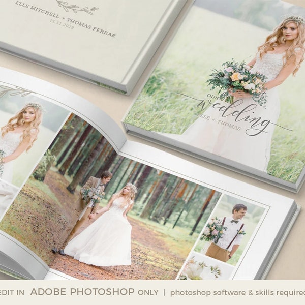 Wedding Photography Album Template, Wedding Album Template for Photographers, INSTANT DOWNLOAD, Wedding Album Design