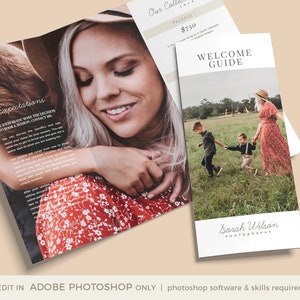 Photography Trifold Brochure Flyer, INSTANT DOWNLOAD, Photography Brochure Template, Studio Welcome Flyer