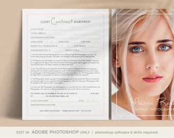 Photography Contract - Photography Contract Form, Photography Contract Template, Session Contract Template, PSD Template for Photographers