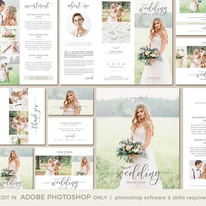 Wedding Photography Marketing Set, Photographer Branding Templates, Wedding Photographer Branding Package, Pricing Guide, Trifold Brochure