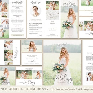 Wedding Photography Marketing Set, Photographer Branding Templates, Wedding Photographer Branding Package, Pricing Guide, Trifold Brochure image 1