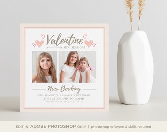 Valentine Mini Session Template - Valentine Marketing Board, Valentines Day Mini Session Template, Photoshop Template for Photographers