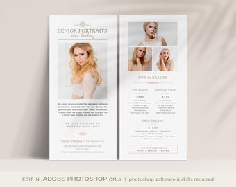 Senior Photography Pricing Rack Card Template – 4x8 (Photoshop Template)