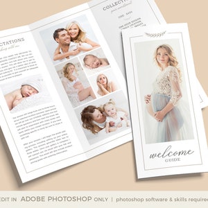 Photography Trifold Brochure Flyer, INSTANT DOWNLOAD, Photography Brochure Template, Studio Welcome Flyer