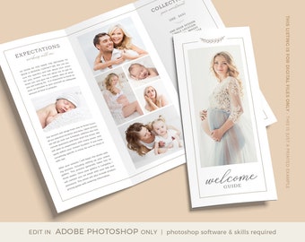 Photography Trifold Brochure Flyer, INSTANT DOWNLOAD, Photography Brochure Template, Studio Welcome Flyer