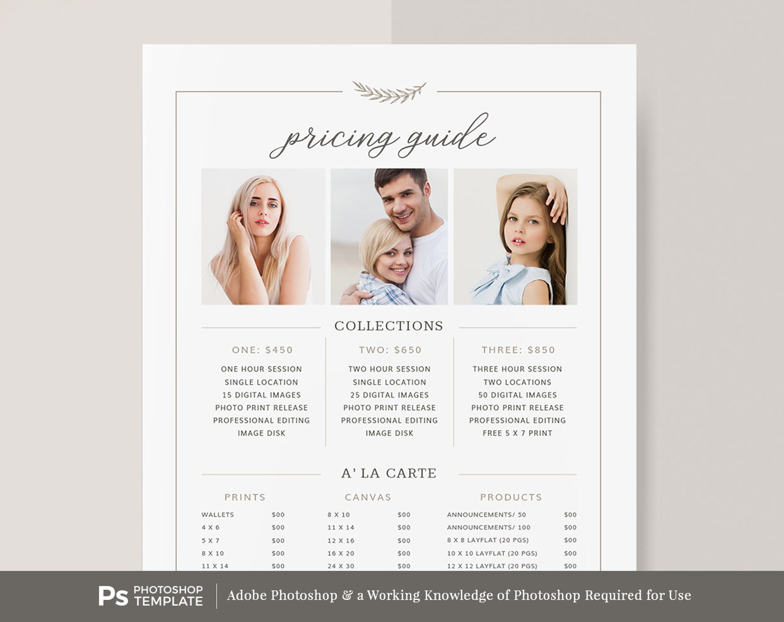 Photographer Pricing Guide Photography Price List Template Etsy