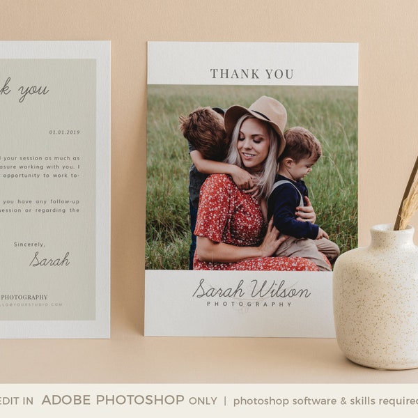 Photography Thank You Card Template, INSTANT DOWNLOAD, Photography Business Marketing