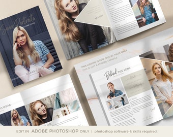 Senior Magazine Template, Senior Photography Magazine Template, Senior Photographer, Welcome Guide, INSTANT DOWNLOAD, Photoshop Template