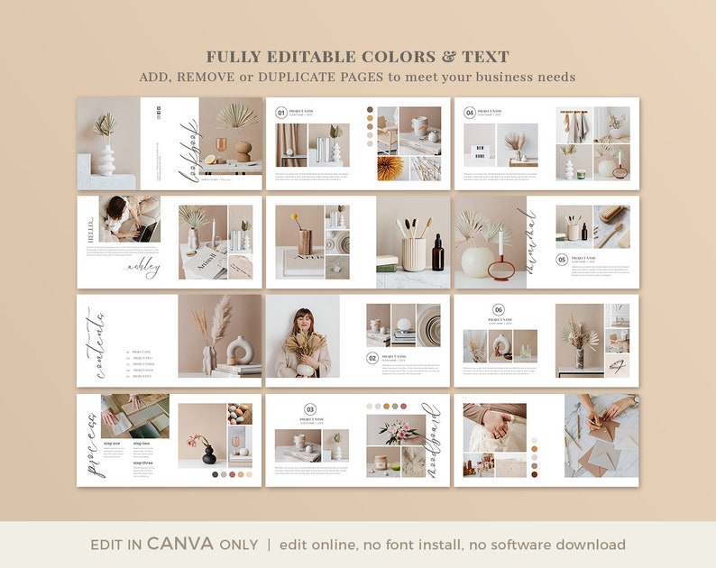 Editable Interior Design Lookbook Template, Canva Catalog (8x8" Square ...