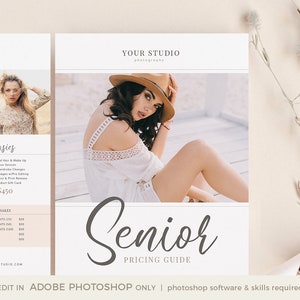 Senior Photography Pricing Guide, Senior Photography Pricing Template, Senior Photographer Price Sheet, Price Guide List, Photo Price List image 1