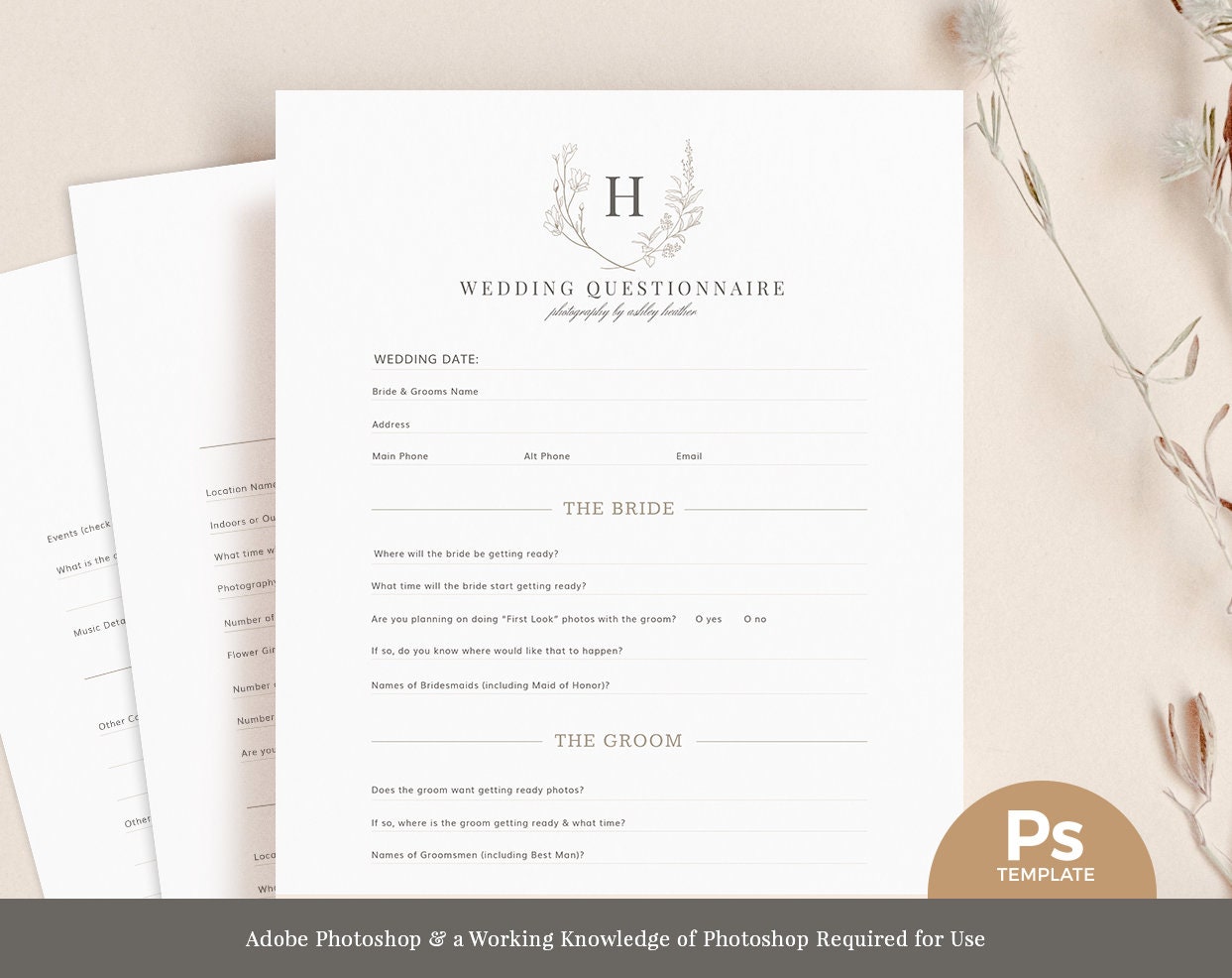 Wedding Photography Questionnaire Editable Wedding | Etsy