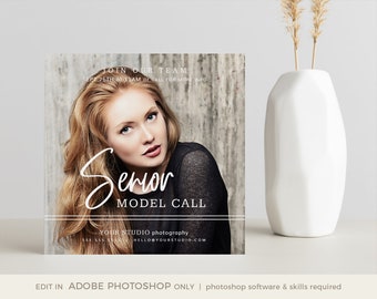 Senior Model Call Template, Fotografie Marketing Board (Photoshop, 5 x 5 inch)