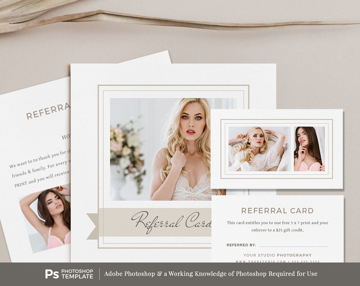 Photography Referral Card Template, Boudoir Photography Referral Card,  Boudoir Photographer, Referral Program, Photoshop Template In Referral Card Template Free