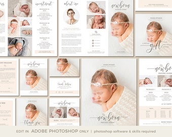 Newborn Photography Marketing Set, Photographer Branding Template (Photoshop)