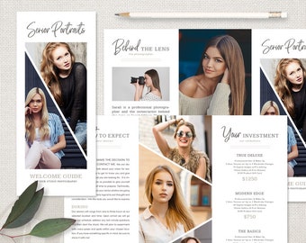 Senior Photography Welcome Guide Trifold Brochure (Photoshop Template)