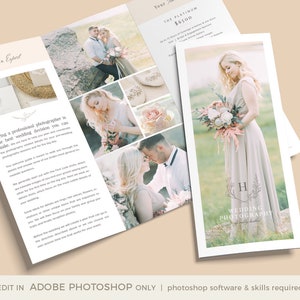 Folleto de fotografía de bodas, folleto de bienvenida de fotografía de bodas, guía de bienvenida al cliente
