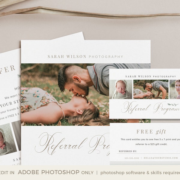 Family Photography Referral Card Template, INSTANT DOWNLOAD, Photographer Referral Program, Tell A Friend