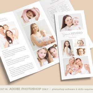 Children&#39;s Photography Trifold Brochure - Family Photography Trifold Brochure, Newborn Trifold Brochure, Child Photography Brochure