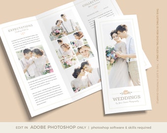 Wedding Photography Brochure Template, Client Welcome Guide (Photoshop, Instant Download)