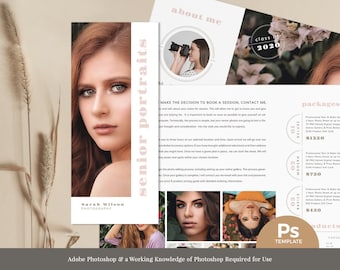 Senior Photography Brochure, Trifold Flyer Template (Photoshop)