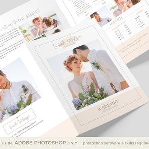 Wedding Photography Brochure, Client Welcome Guide, Wedding Photography Pricing Template, Wedding Price List, Bifold Brochure image 1