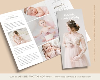 Client Welcome Guide - Maternity, Newborn and Baby Welcome Guide, 8.5 x 11 Trifold Brochure, Newborn Trifold Brochure, Maternity Trifold